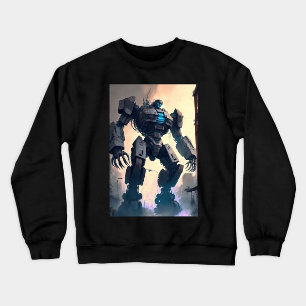 Giant futuristic robot attacking the city Crewneck Sweatshirt by KoolArtDistrict